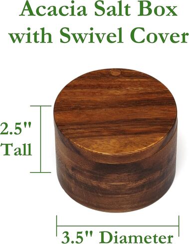 Lipper International Acacia Wood Salt or Spice Box with Swivel Cover, 3-1/2" x 2-1/2" in Kuwait
