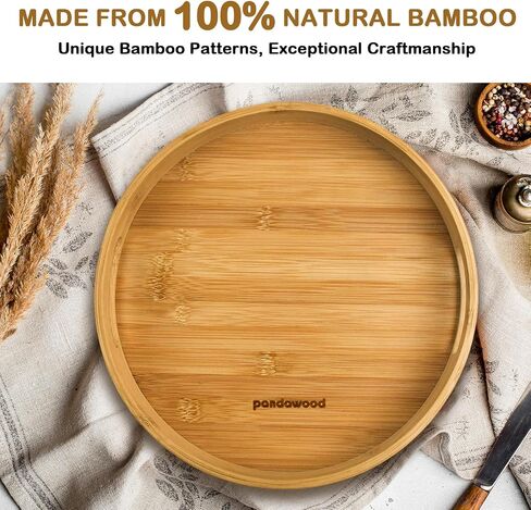12 Inch Lazy Susan Organizer 100% Acacia Wood - Large Lazy Susan Turntable Organizer for Cabinet, Dining Table, Bathroom, Pantry - Kitchen Cabinet Countertop Organizer - Spice Lazy Susan in Saudi Arabia