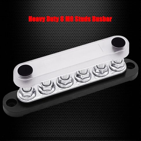6 x 5/16" (M8) Studs Ground Distribution Block Bus Bar, Ampper 5.9" 12V 200A Battery BusBar with Cover for Auto, Boat and Solar (Black) in Saudi Arabia