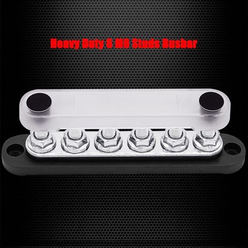 6 x 5/16" (M8) Studs Ground Distribution Block Bus Bar, Ampper 5.9" 12V 200A Battery BusBar with Cover for Auto, Boat and Solar (Black) in Saudi Arabia
