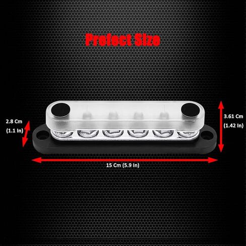 6 x 5/16" (M8) Studs Ground Distribution Block Bus Bar, Ampper 5.9" 12V 200A Battery BusBar with Cover for Auto, Boat and Solar (Black) in Saudi Arabia