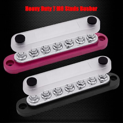 6 x 5/16" (M8) Studs Ground Distribution Block Bus Bar, Ampper 5.9" 12V 200A Battery BusBar with Cover for Auto, Boat and Solar (Black) in Saudi Arabia