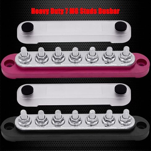 6 x 5/16" (M8) Studs Ground Distribution Block Bus Bar, Ampper 5.9" 12V 200A Battery BusBar with Cover for Auto, Boat and Solar (Black) in Saudi Arabia