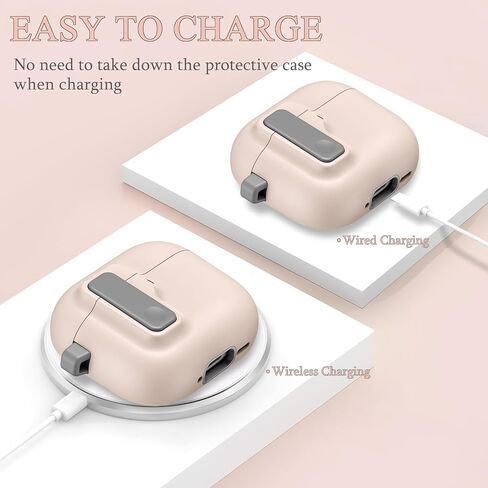 متوافق مع AirPods 4 Case مع Lock ، Airpods 4th Generation Case Case Cover Cover Full Cover Cover With Lanyard Keychain for Girls ، Pink Bow in Kuwait