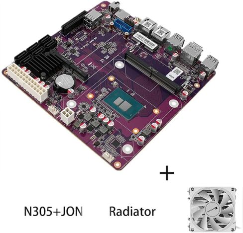12th Gen i3-N305 N100 NAS Motherboard 6-Bay Soft Router (6 *SATA3.0 Ports /DDR5 4800MHz/ 2*M.2 NVMe/Dual I226-V 2.5G) Firewall ITX Mainboard(N305+Joe Fan) in Saudi Arabia