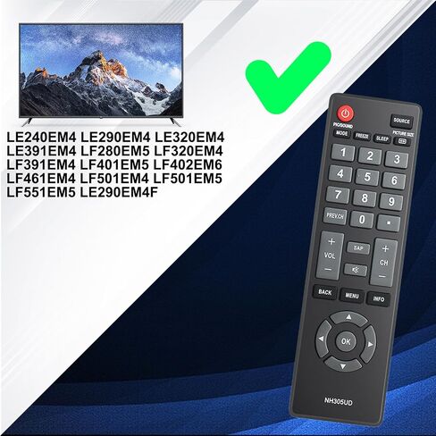 NH305UD for Emerson TV Remote, Universal Remote Control for Emerson TV LCD HDTV Models LF402EM6 LF461EM4 LF501EM4 LF501EM5F LF391EM4 LF320EM4 LF461EM4A LF290EM4 in Saudi Arabia