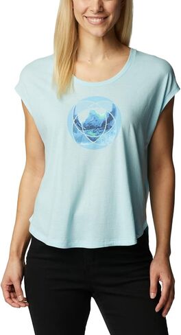 Columbia Women's Bluebird Days Modern Short Sleeve Tee, Nocturnal Heather/Peaceful Perspective GRX, Medium in Saudi Arabia