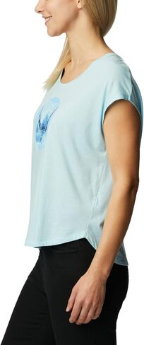 Columbia Women's Bluebird Days Modern Short Sleeve Tee, Nocturnal Heather/Peaceful Perspective GRX, Medium in Saudi Arabia