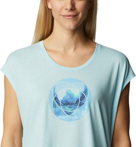 Columbia Women's Bluebird Days Modern Short Sleeve Tee, Nocturnal Heather/Peaceful Perspective GRX, Medium in Saudi Arabia
