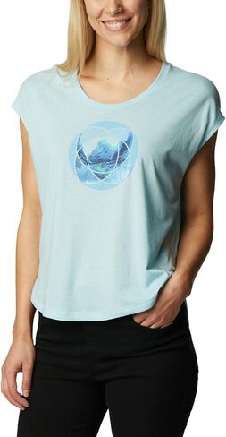 Columbia Women's Bluebird Days Modern Short Sleeve Tee, Nocturnal Heather/Peaceful Perspective GRX, Medium in Saudi Arabia