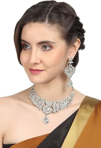 Touchstone Indian Hollywood maroon white classic wedding wear jewelry necklace set in antique gold tone in Saudi Arabia