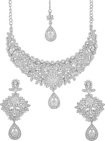 Touchstone Indian Hollywood maroon white classic wedding wear jewelry necklace set in antique gold tone in Saudi Arabia