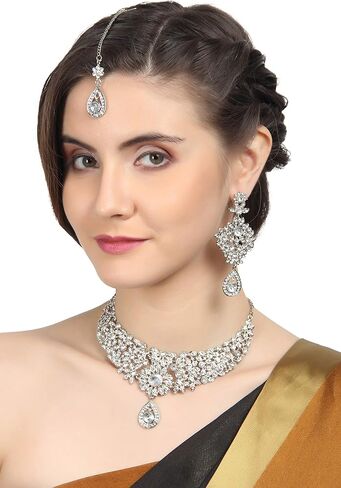Touchstone Indian Hollywood maroon white classic wedding wear jewelry necklace set in antique gold tone in Saudi Arabia