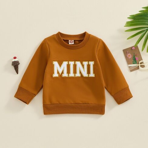 Covvoliy Mommy and Me Letter Print Matching Family Outfits Long Sleeve Crewneck Casual Sweatshirt T-Shirt (Women, Pink, M) in Kuwait
