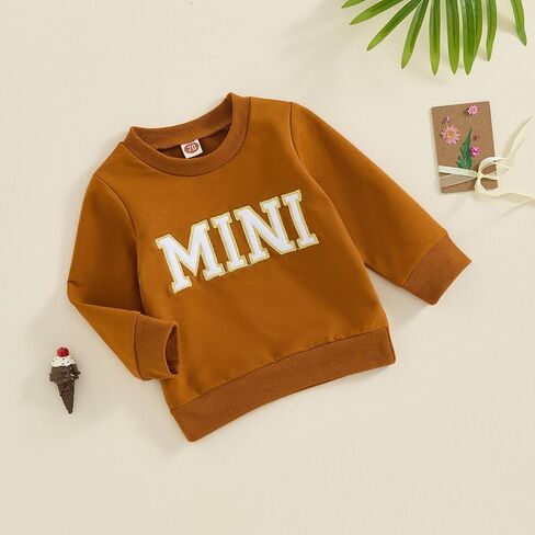 Covvoliy Mommy and Me Letter Print Matching Family Outfits Long Sleeve Crewneck Casual Sweatshirt T-Shirt (Women, Pink, M) in Kuwait