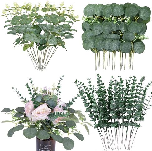 110 Pcs 6 Kinds Mixed Eucalyptus Stems Bulk Artificial Eucalyptus Leaves Eucalyptus Plant Silver Dollar Eucalyptus Greenery Stems for Wedding Vase DIY Bouquets Bouquet Floral Arrangement Home Decor. in Saudi Arabia