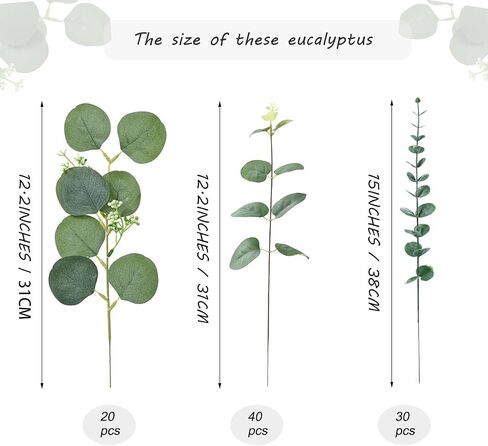 110 Pcs 6 Kinds Mixed Eucalyptus Stems Bulk Artificial Eucalyptus Leaves Eucalyptus Plant Silver Dollar Eucalyptus Greenery Stems for Wedding Vase DIY Bouquets Bouquet Floral Arrangement Home Decor. in Saudi Arabia