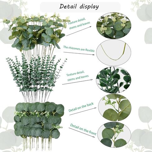 110 Pcs 6 Kinds Mixed Eucalyptus Stems Bulk Artificial Eucalyptus Leaves Eucalyptus Plant Silver Dollar Eucalyptus Greenery Stems for Wedding Vase DIY Bouquets Bouquet Floral Arrangement Home Decor. in Saudi Arabia