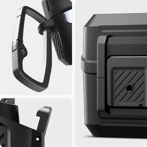 علبة قفل Spigen (أسود غير لامع) مصممة لـ Samsung Galaxy Buds3 Pro و Rugged Armor مع غطاء TPU متين (أسود غير لامع) مصمم لـ Samsung Galaxy Watch Ultra 47mm in Kuwait