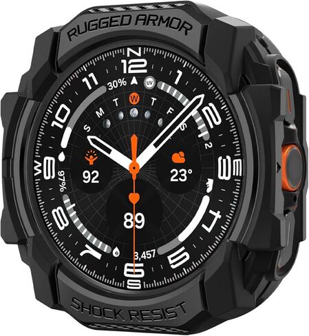 علبة قفل Spigen (أسود غير لامع) مصممة لـ Samsung Galaxy Buds3 Pro و Rugged Armor مع غطاء TPU متين (أسود غير لامع) مصمم لـ Samsung Galaxy Watch Ultra 47mm in Kuwait