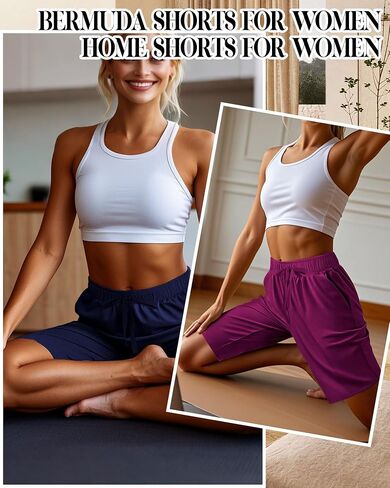 Neer 3 Pack Women's Bermuda Shorts, Jogger Yoga Sweat Walking Short Running Knee Length Sport Drawstring Shorts with Pockets (Black, Army Green, Light Khaki,Large) in Saudi Arabia