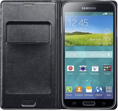 Samsung Galaxy S5 Case Flip Cover Wallet Folio, Black in Saudi Arabia