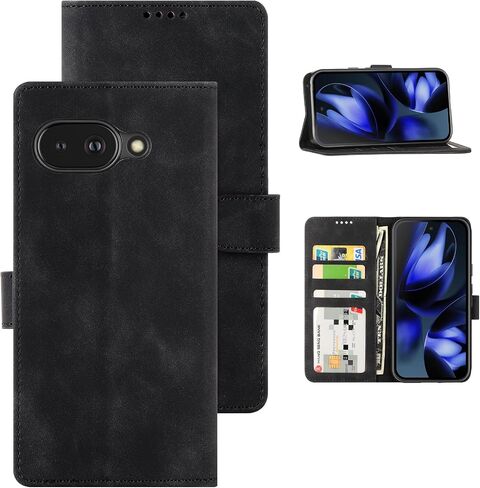 Eastcoo Flip Wallet Case لـ Google Pixel 9A ، [PU Leather+TPU Pumper] [3 فتحات بطاقة] [دالة حامل] [الإغلاق المغناطيسي] غطاء حالة وقائي مقاوم للصدمات لـ Google Pixel 9A (2025) ، أسود in Kuwait