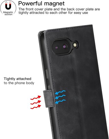 Eastcoo Flip Wallet Case لـ Google Pixel 9A ، [PU Leather+TPU Pumper] [3 فتحات بطاقة] [دالة حامل] [الإغلاق المغناطيسي] غطاء حالة وقائي مقاوم للصدمات لـ Google Pixel 9A (2025) ، أسود in Kuwait