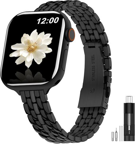 MioHHR Slim Metal Bands Compatible with Apple Watch Band 38mm 40mm 41mm 42mm (Series 10), Thin Chain Stainless Steel Strap Bands for Women iWatch Series 10 9 8 7 6 5 4 SE 3 2 1, Silver in Saudi Arabia