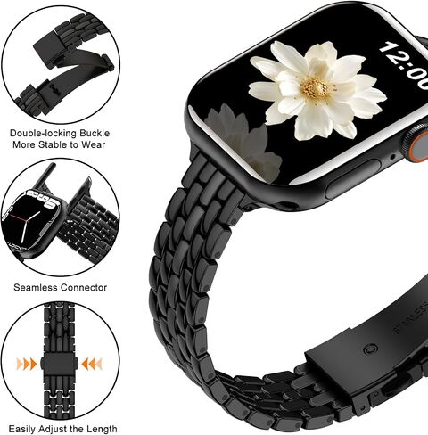 MioHHR Slim Metal Bands Compatible with Apple Watch Band 38mm 40mm 41mm 42mm (Series 10), Thin Chain Stainless Steel Strap Bands for Women iWatch Series 10 9 8 7 6 5 4 SE 3 2 1, Silver in Saudi Arabia