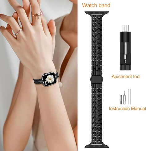 MioHHR Slim Metal Bands Compatible with Apple Watch Band 38mm 40mm 41mm 42mm (Series 10), Thin Chain Stainless Steel Strap Bands for Women iWatch Series 10 9 8 7 6 5 4 SE 3 2 1, Silver in Saudi Arabia