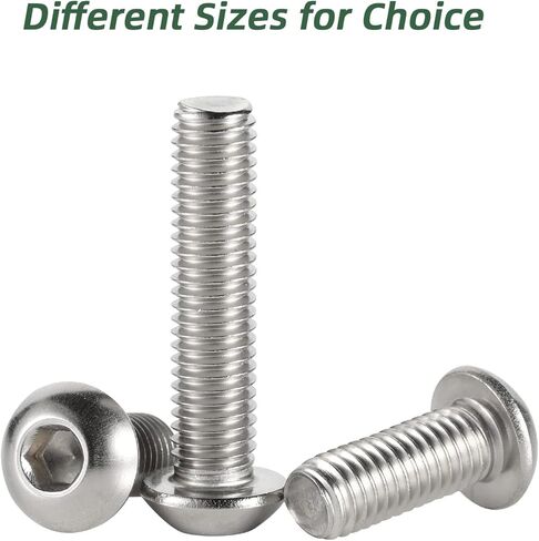 M5*25 Button Head Socket Cap Bolts Screws, carbon steel, Allen Hex Drive, Fully Machine Thread, Bright Finish, Pack of 50，Black in Kuwait