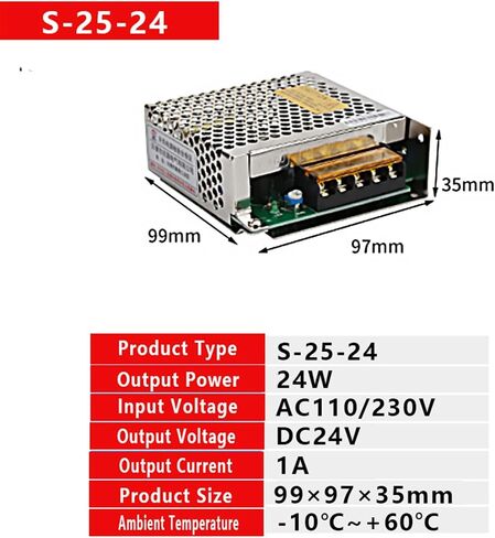 تبديل محول مصباح إمدادات الطاقة 24W AC 110V 220V إلى DC 12V/2A 24V/1A محول مصدر إمدادات الطاقة S-25-12 S-25-24 (اللون: S-25-24) in Kuwait