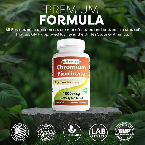 Best Naturals Chromium Picolinate 1000 mcg 120 Tablets (120 Count (Pack of 2)) in Saudi Arabia