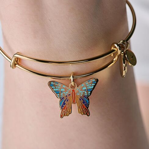 Alex and Ani AA763123SS,Carved Abalone Butterfly Tennis Bolo Bracelet,Shiny Silver,Multi, Bracelets in Saudi Arabia