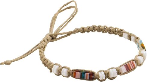 BlueRica Hemp Anklet Bracelet with Puka Shell Beads & Dark Blue Murano Glass Tubes in Saudi Arabia
