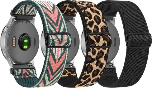 3 PACK Bands for Garmin Venu 3S / Venu 2S / Vivoactive 4S / Vivomove 3S / Forerunner 265s Watch Band, 18mm Quick Release Soft Stretchy Nylon Replacement Wristband Sport Strap for Garmin Forerunner 255S / 265S Bands Women Men in Kuwait