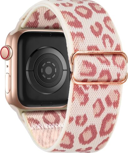 Stretchy Nylon Band Compatible with Apple Watch Band 38mm 40mm 41mm 42mm 44mm 45mm 46mm 49mm Women men,Adjustable Stretchy leopard Bands for iWatch Series 10 9 8 7 6 5 4 3 2 SE Ultra 2 (Pink Leopard, 38mm/40mm/41mm/42mm(Series 10)) in Kuwait