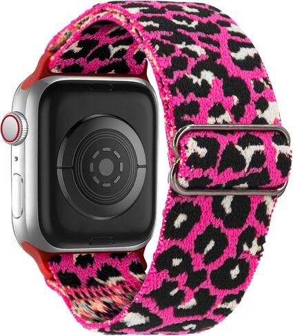 Stretchy Nylon Band Compatible with Apple Watch Band 38mm 40mm 41mm 42mm 44mm 45mm 46mm 49mm Women men,Adjustable Stretchy leopard Bands for iWatch Series 10 9 8 7 6 5 4 3 2 SE Ultra 2 (Pink Leopard, 38mm/40mm/41mm/42mm(Series 10)) in Kuwait