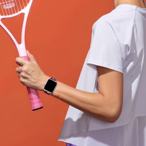 Stretchy Nylon Band Compatible with Apple Watch Band 38mm 40mm 41mm 42mm 44mm 45mm 46mm 49mm Women men,Adjustable Stretchy leopard Bands for iWatch Series 10 9 8 7 6 5 4 3 2 SE Ultra 2 (Pink Leopard, 38mm/40mm/41mm/42mm(Series 10)) in Kuwait
