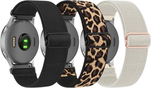 3 PACK Bands for Garmin Venu 3S / Venu 2S / Vivoactive 4S / Vivomove 3S / Forerunner 265s Watch Band, 18mm Quick Release Soft Stretchy Nylon Replacement Wristband Sport Strap for Garmin Forerunner 255S / 265S Bands Women Men in Kuwait