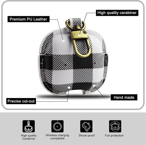 for AirPods 4 Case Cover 2024, Cute Leather Shockproof Protective Cases Compatible with AirPods 4th Generation Case for Women Men (B) in Saudi Arabia