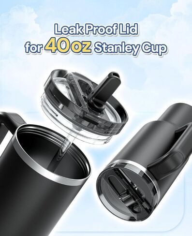 40 oz Lid Replacement for Stanley, 2 Pack Tumbler Detachable Leak Proof Flip Straw Lid Compatible with Stanley 40oz Quencher Flip Straw Tumbler, BPA-Free No Spill in Kuwait