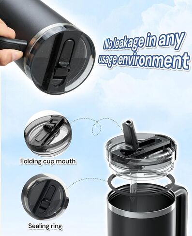 40 oz Lid Replacement for Stanley, 2 Pack Tumbler Detachable Leak Proof Flip Straw Lid Compatible with Stanley 40oz Quencher Flip Straw Tumbler, BPA-Free No Spill in Kuwait