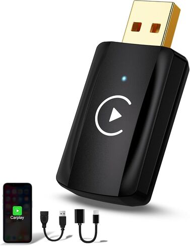 Wireless Carplay Adapter Small Car Play Dongle Mini CarPlay Wireless Adapter, Convert Wired Carplay to Wireless Carplay, Only for Apple for iPhone iOS 11+ for OEM Wired Car Model 2017+, Black in Kuwait