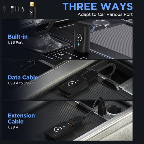 Wireless Carplay Adapter Small Car Play Dongle Mini CarPlay Wireless Adapter, Convert Wired Carplay to Wireless Carplay, Only for Apple for iPhone iOS 11+ for OEM Wired Car Model 2017+, Black in Kuwait