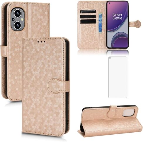Asuwish Phone Case for OnePlus Nord N20 5G Wallet Cell Cover with Tempered Glass Screen Protector Lanyard Flip Credit Card Holder One Plus N 20 G5 1 Plus 20N 1plus One+ 1+ N205G Women Men Rose Gold in Saudi Arabia