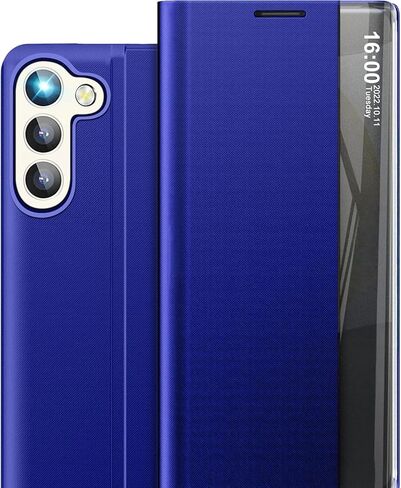 بالنسبة إلى Samsung Galaxy S25 Case ، عرض نافذة ذكية واضحة ، مع Kickstand for Samsung S25 Phone Case Flip Slim Mirror Hard Pc Leather Cover Clear Smart Window for Samsung S25 5G Case Black in Kuwait
