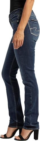 Silver Jeans Co. Women's Suki Mid Rise Curvy Fit Straight Leg Jeans, Dark Wash EDB482, 34W x 29L in Saudi Arabia