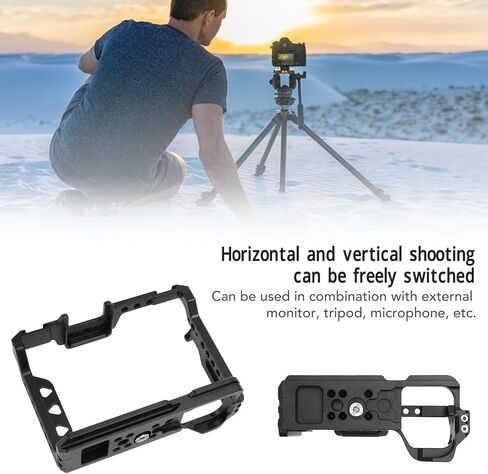 Full Cage for A7M4 A7R3 Camera, Aluminum Cage Rig Stabilizer, with 1/4 3/8 Thread, Cold Shoe Mounts, 1/4 for Arri Positioning, for Sports Videography, Film Movie Making in Saudi Arabia
